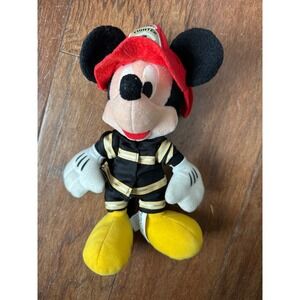 Disney Mickey Mouse Plush Firefighter Costume Hat Black Uniform American hero